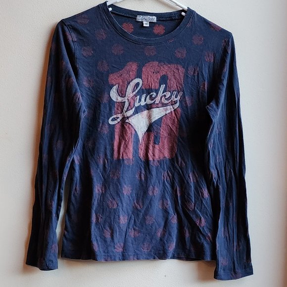 Lucky Brand Scoop Neck "Lucky 13" Long Sleeve Graphic T-Shirt Size Medium - Picture 7 of 16